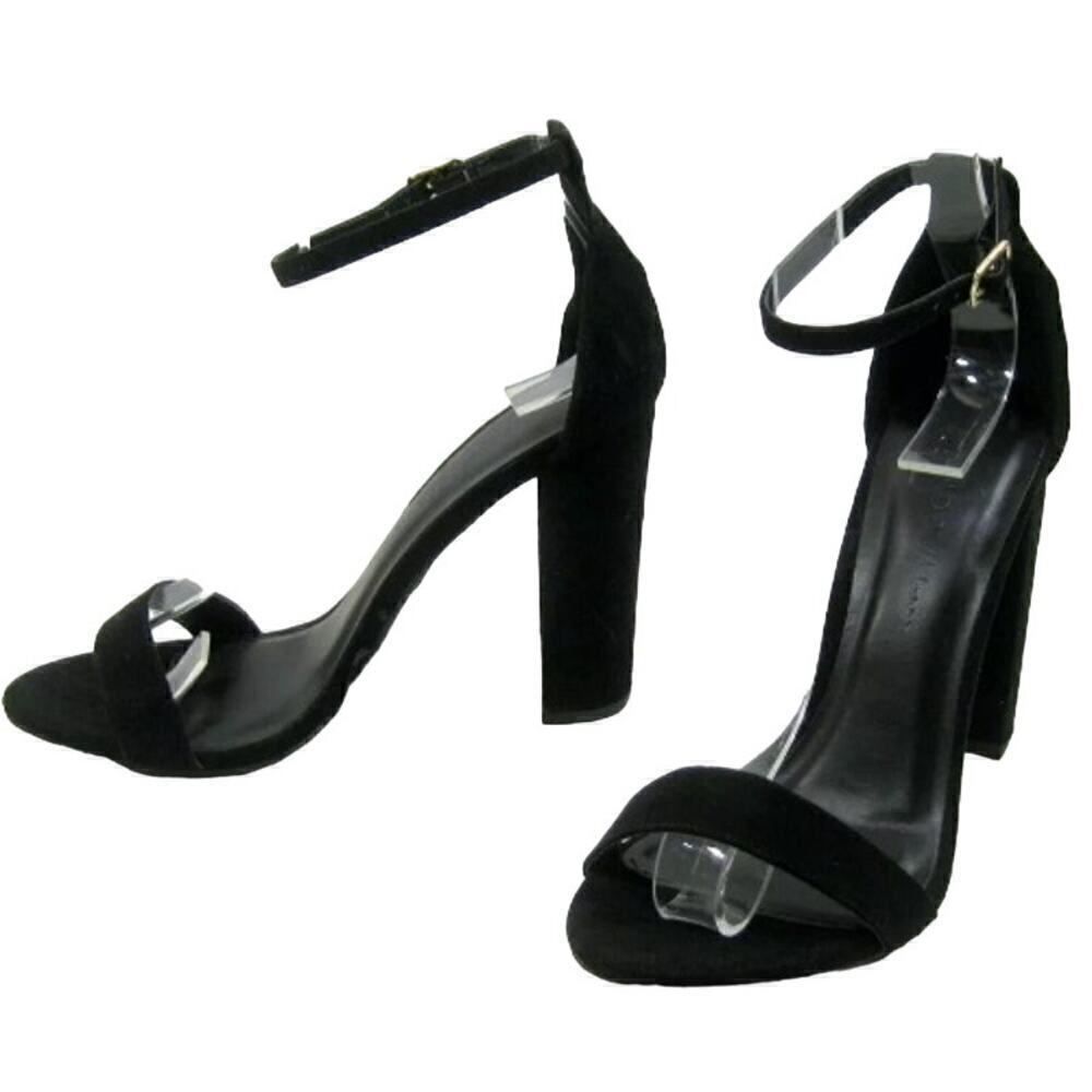 Wild Diva Size US 7.5 Open Toe Block Heel Pumps Ankle Strap Black Cocktail Party